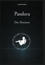 "Frank P. Swaton. Pandora. Der Horizont." Darunter ein stilisiertes Logo: Frauensilhouette in einem Kreis mit Runen.