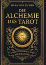 "Mara von Eichen: Die Alchemie des Tarot. Vom Geheimnis der Wandlung." Goldene Ornamente mit Sonne und Ouroboros.