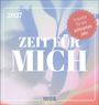 "Zeit für mich" in großen Buchstaben, "Impulse für ein achtsames Jahr" in einem runden Siegel, farbige abstrakte Formen.
