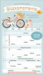 Familienplaner „Glücksmomente“ 2027, Fahrrad-Illustration mit Blumen, zusätzlicher Platz für Notizen, Urlaubsbuchung.