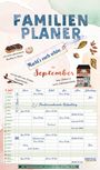 Ein Familienplaner mit Text zu Aktivitäten und Terminen im September, wie "Tennis", "Gitarre", und "Familienwochenende".