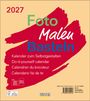 2027 Foto Malen Basteln. Kalender zum Selbstgestalten in mehreren Sprachen. Rotes Pinselstrich-Design.