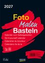 2027. Foto Malen Basteln. Kalender zum Selbstgestalten. Do-it-yourself calendar. Rotes Pinselstrich-Design.