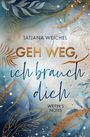 "Geh weg, ich brauch dich" von Tatjana Weichel. Blau-goldenes florales Design mit glitzernden Akzenten.