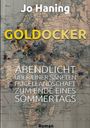 Oberer Text: "Jo Haning", mittig groß "GOLDDOCKER". Darunter dichter Text und "Roman". Hintergrund: Weltkarte mit bunten Stecknadeln.