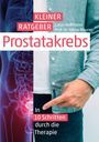 "Kleiner Ratgeber Prostatakrebs: In 10 Schritten durch die Therapie. Illustration: Mensch zeigt auf Hüftknochen."