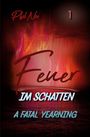 "Feuer im Schatten, A Fatal Yearning". Hintergrund: Rote Flammen. Oben, kleiner Schriftzug: "Phil Nix", Nummer 1.