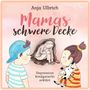 „Mamas schwere Decke. Depression kindgerecht erklärt.“ Zwei Kinder betrachten eine Frau unter einer Decke.