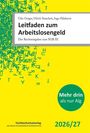 Leitfaden zum Arbeitslosengeld. "Mehr drin als nur Alg", 2026/27, Fachhochschulverlag. Gelber Hintergrund mit Buchstabenmuster.