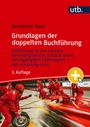 "Grundlagen der doppelten Buchführung" von Benjamin Roos. Ein Rennteam in roten Overalls bei einem Boxenstopp.