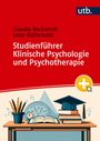 „Studienführer Klinische Psychologie und Psychotherapie“. Illustration: Bücher, Stift, Doktorhut auf Tisch.