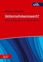 „Unternehmenswert? Klare Antworten aus erster Hand.“ Roter Hintergrund, blaue Wellen unten.