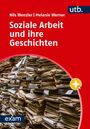 "Soziale Arbeit und ihre Geschichten" von Nils Wenzler und Melanie Werner. Stapel von Aktenordnern. Roter Hintergrund.