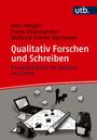 Titel: "Qualitativ Forschen und Schreiben". Autoren: Ines Mergel, Frank Oberzaucher, Stefanie Everke Buchanan. Illustration: Laptop, Notizen, Kamera, Stift.