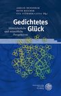 Text: "Gedichtetes Glück: Mittelalterliche und neuzeitliche Perspektiven". 
Blaue Gestaltung mit grünen Kleeblättern.