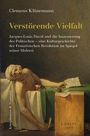 Text: "Clemens Klünemann. Verstörende Vielfalt. Jacques-Louis David und die Inszenierung des Politischen."  
Ein Mann liegt erschöpft über einem Tisch.
