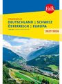 Oben gelb: "STRASSENATLAS DEUTSCHLAND | SCHWEIZ ÖSTERREICH | EUROPA". Unten: "IMMER AUF KURS". Bild: Alpenpanorama.