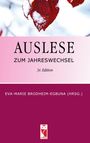 "Auslese zum Jahreswechsel, 34. Edition, Eva-Marie Brodheim-Egbuna (Hrsg.)." Oben Schneebedeckte rote Blätter. Unten Logo.