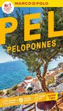 Text: "PEL Peloponnes," "Nr. 1 Meistgekaufte Reiseführer-Marke," "URLAUBS PLANER," "ERLEBNIS GARANTIE," "TOUREN APP," "Reisen mit Insider Tipps". Ein Olivenbaum vor blauem Meer und roten Dächern.