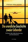 "Die unendliche Geschichte zweier Liebender" von Stefan von Hofen, Silhouetten von Reisenden und Flugzeug vor Sonnenuntergang.