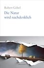 Oben: "Robert Göbel, Die Natur wird nachdenklich". Unten: "edition fischer". Illustration: Baum und Bank auf Wiese.