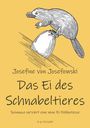 „Josefine von Josefowski: Das Ei des Schnabeltieres. Spinoza serviert eine neue Ei-Delikatesse. Illustration eines Schnabeltiers mit Ei.“