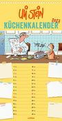 "Uli Stein Küchenkalender 2027". Eine Illustration mit einem Mann, der Zeitung liest und einer Katze neben einem Toaster.