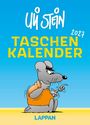 Uli Stein, 2024, TASCHENKALENDER, LAPPAN. Illustration: Maus mit orangefarbenem T-Shirt sieht auf eine kleine Schnecke.