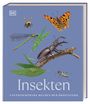 „Insekten: Unverzichtbare Helden der Ökosysteme.“ Verschiedene Insekten auf einem blauen Hintergrund.