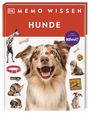 „MEMO WISSEN HUNDE“, Quiz mit Kahoot!, verschiedene Hunde und Zubehör, z.B. Spielzeug und Halsband. Fröhlicher Hund im Fokus.