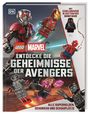 Text: "Mit exklusiver Minifigur", "Entdecke die Geheimnisse der Avengers", "Alle Superhelden, Schurken und Schauplätze". LEGO-Figuren.
