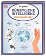 "So geht's! Künstliche Intelligenz für Kids erklärt". Roboter- und Menschenhand, Globus mit Netzstruktur.