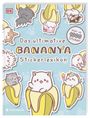 Texte: "Das ultimative Bananya Stickerlexikon", "Mehr als 1000 Sticker!". Illustration von Katzen in Bananen.