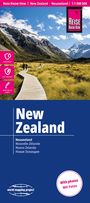 Text: "New Zealand, Neuseeland, Nouvelle-Zélande, Nueva Zelanda, Новая Зеландия." Berglandschaft mit Holzweg und Wanderern.