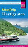 "Mein Trip Hurtigruten" oben. Unten: "Besser zurechtfinden mit Faltplan und Web-App". Schiff vor grünen Bergen.