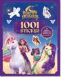 "Unicorn Academy", "1001 Sticker", "Mit Glitzerstickern und Stickern zum Ausmalen!". Zwei Mädchen auf Einhörnern.