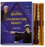 „Zauberstäbe bereit! Alles über Zaubersprüche.“ Zwei Figuren halten Zauberstäbe. Enthält Zauberstäbe mit Soundeffekten.