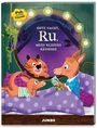 Illustration eines Kängurus im Bett mit dem Titel "Gute Nacht, Ru, mein kleines Känguru".