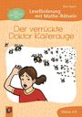 „Finde den richtigen Weg! Der verrückte Doktor Käferauge. Leseförderung mit Mathe-Rätseln. Klasse 2/3.“ Ein Mädchen flieht vor fliegenden Insekten.