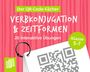 "Der QR-Code-Fächer: Verbkonjugation & Zeitformen, 20 interaktive Übungen, Klasse 5-7." Illustration mit QR-Code und Ringbuch.