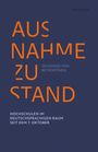 Text mit blauer Hintergrundfarbe: "AUSNAHMEZUSTAND ZEUGNISSE VON BETROFFENEN HOCHSCHULEN IM DEUTSCHSPRACHIGEN RAUM SEIT DEM 7. OKTOBER".