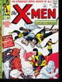 Text: "The strangest super-heroes of all!", "The X-Men", "Don't miss this fabulous first issue!", "X-Men versus Magneto". Illustration von Superhelden im Kampf.
