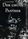 "Leonard Bark: Der grüne Panther" in weißer Schrift; Illustration eines fauchenden Panthers mit leuchtend gelben Augen.