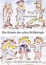 "Gerda Jaekel. Die Kinder der alten Wildstraße. Illustration von spielenden Kindern in Pastellfarben."