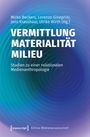 Blauer Hintergrund mit weißen Texten: „VERMITTLUNG MATERIALITÄT MILIEU“ und „Studien zu einer relationalen Medienanthropologie“.