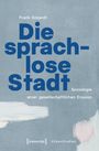 "Die sprachlose Stadt" von Frank Eckardt. Blau-weißer Hintergrund mit abstrakten Pinselstrichen.