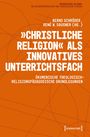 „Christliche Religion als innovatives Unterrichtsfach“ in weißem Text auf orangefarbenem Hintergrund mit Linien.