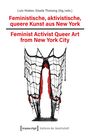 Titel: Feministische, aktivistische, queere Kunst aus New York. Illustration: Gehäkeltes Netz mit roten Akzenten.