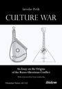 Text: "Iaroslav Petik - CULTURE WAR - An Essay on the Origins of the Russo-Ukrainian Conflict - With a foreword by Iryna Grabovska." Darunter zwei stilisierte Zeichnungen von Saiteninstrumenten.