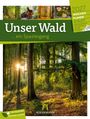 2027 Wochenplaner, 53 Blatt. Unser Wald ...ein Spaziergang. Sonniger Waldpfad, Eicheln, Pilze, Eichhörnchen. Ackermann-Logo.